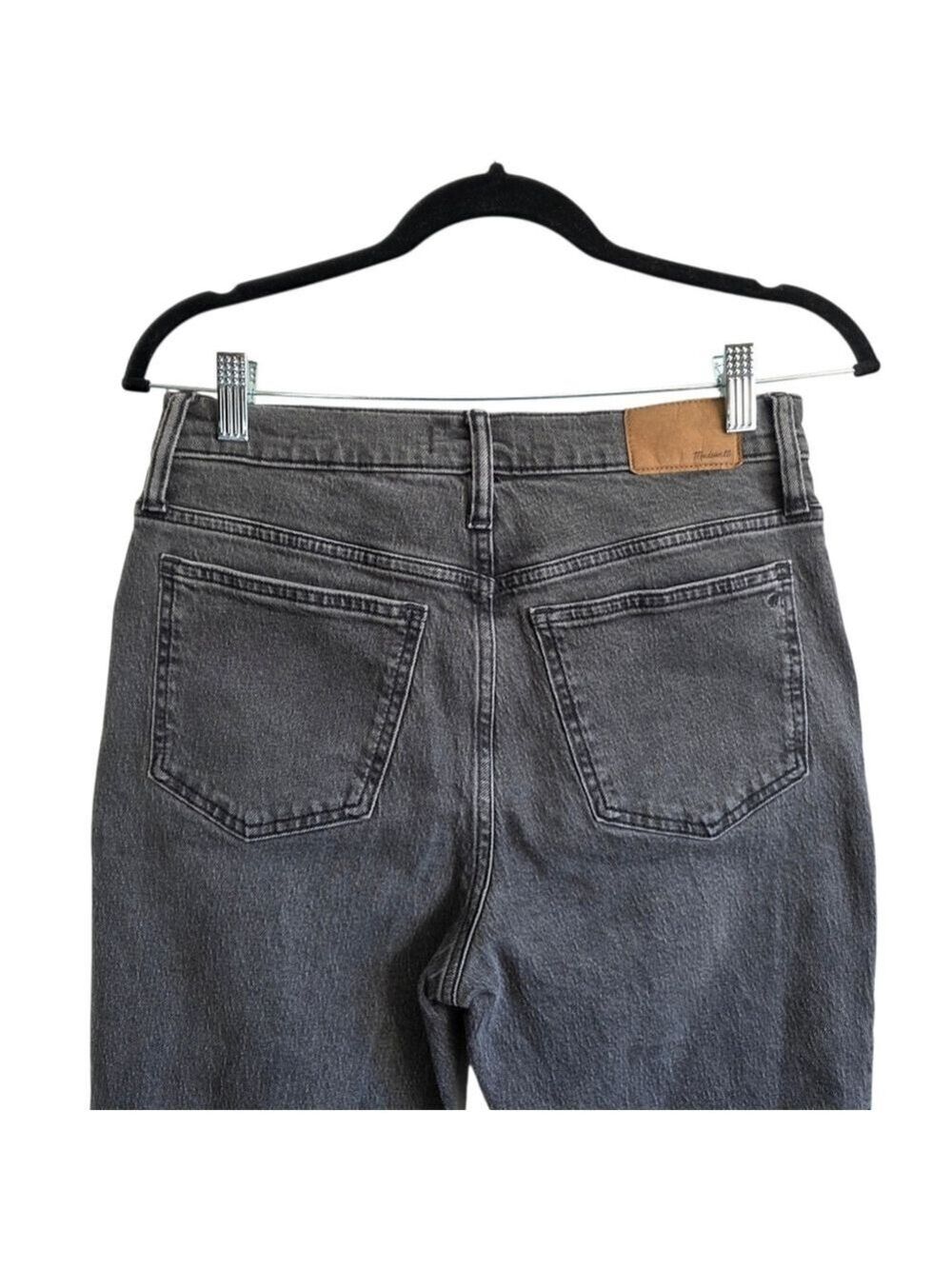 Madewell High Rise Black Distressed Straight Leg Jeans The Perfect Vintage Jean - Picture 9 of 13
